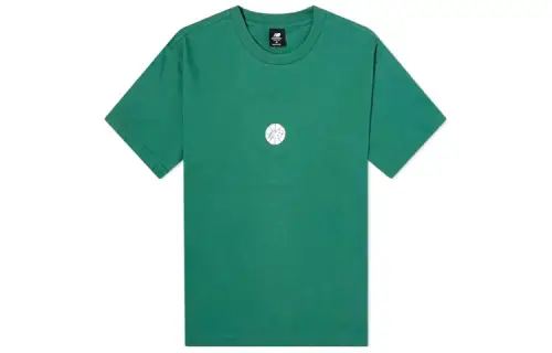 New Balance T Shirts Men's Green Crew Neck Moderate Straight Fit