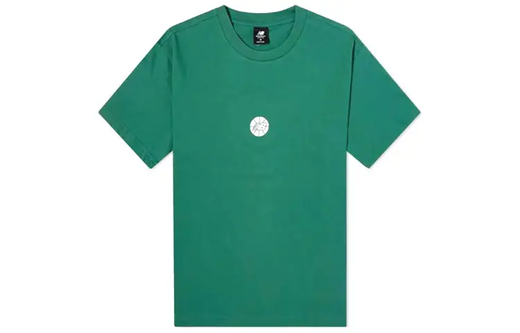 New Balance T Shirts Men's Green Crew Neck Moderate Straight Fit