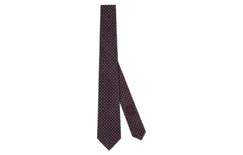 GUCCI Interlocking Silk Ties Men's Black/Red