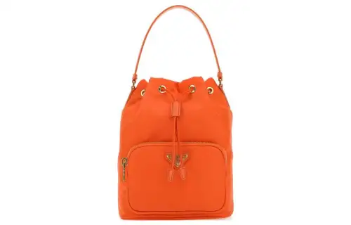 PRADA Leather With Fabric Shoulder Bag, Crossbody Bag, Handbag Women's Orange