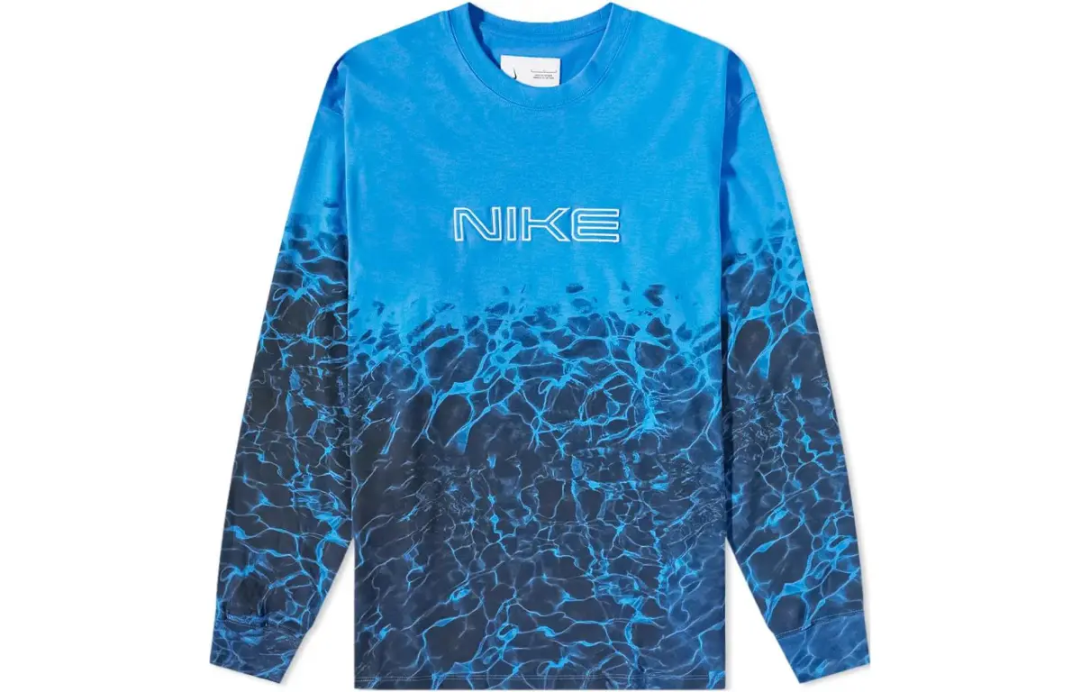 Nike T-Shirts Men's Blue Crew Neck Moderate Straight Fit