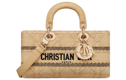 DIOR Lady D JOY Raffia Grass Handbag Shoulder Bag, Crossbody Bag, Handbag Medium Women's Natural