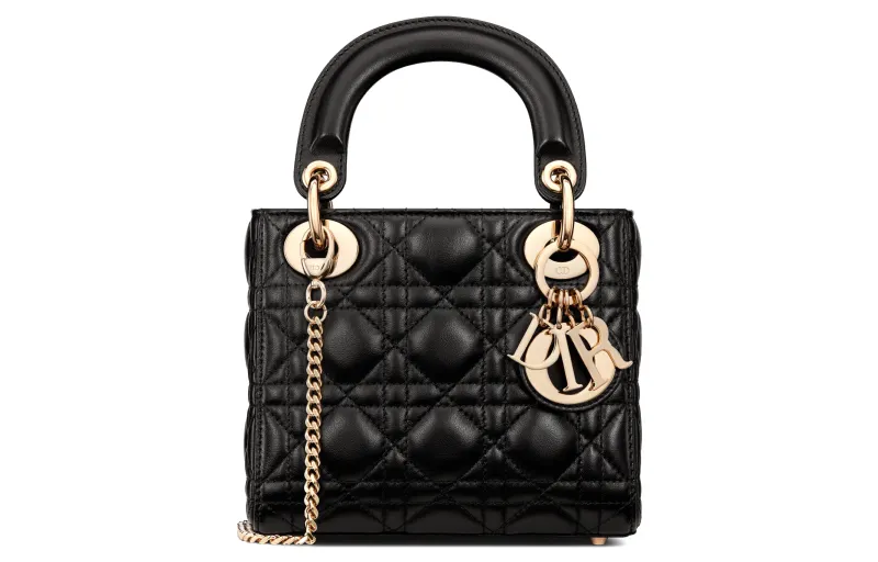 DIOR Lady Dior Sheepskin Handbag Shoulder Bag, Crossbody Bag, Handbag Mini Women's Black