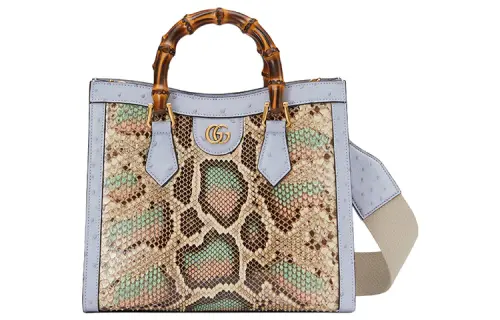GUCCI Diana Python Skin With Ostrich Leather Tote Bag, Shopping Bag, Shoulder Bag, Crossbody Bag, Handbag Small Women's