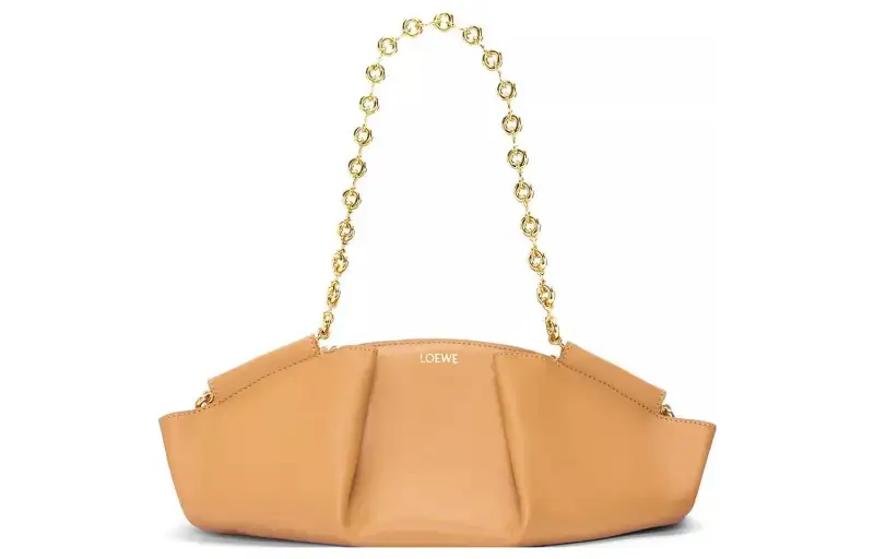 LOEWE Bright Nappa Cow Leather Dumpling Bag, Shoulder Bag, Crossbody Bag, Handbag Small Women's Warm Sand