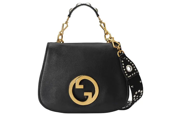 GUCCI Blondie Leather Shoulder Bag, Crossbody Bag, Handbag Medium Women's Black