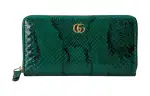 GUCCI GG Marmont Python Skin Wallet Women's Jadeite Green