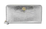 GUCCI GG Marmont Lizard Skin Wallet Women's Silver