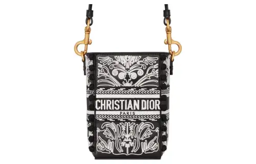 DIOR D Bubble Collection Embroidery Cow Leather Bucket Bags Crossbody Bag, Shoulder Bag Women's Black