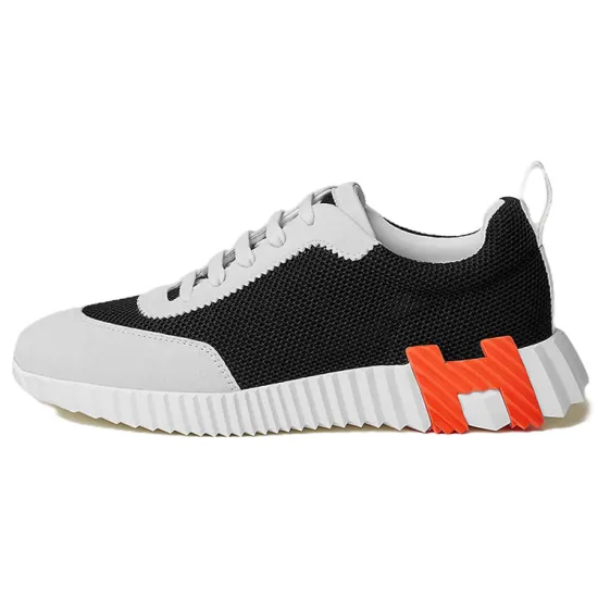 HERMES Bouncing Casual Shoes Women's Low-Top Black White