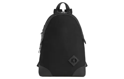 HERMES Allback Canvas With Swift Leather Backpack Men's Black