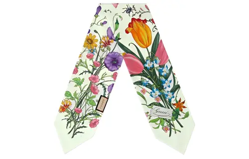 GUCCI Flora Silk Scarves Women's White