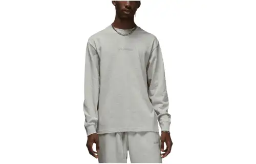 Jordan T Shirts Men's Silver Crew Neck Moderate Straight Fit