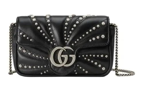 GUCCI GG Marmont Quilted Leather Crossbody Bag, Shoulder Bag Extra Mini Women's Black