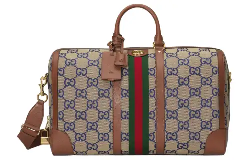 GUCCI Ophidia Canvas With Leather Travel Bag Canvas Bag Shoulder Bag Crossbody Bag Handbag Men's Blue/Brown