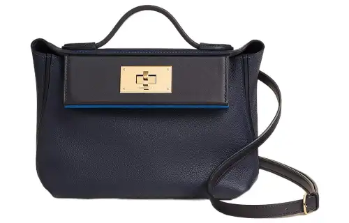 HERMES 24/24 Evercolor & Swift Calfskin Shoulder Bag, Crossbody Bag, Handbag Mini Women's Midnight Blue & Black