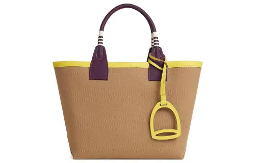 HERMES Steeple Canvas With Swift Calfskin Canvas Bag, Handbag Women's Marsala & Black Currant