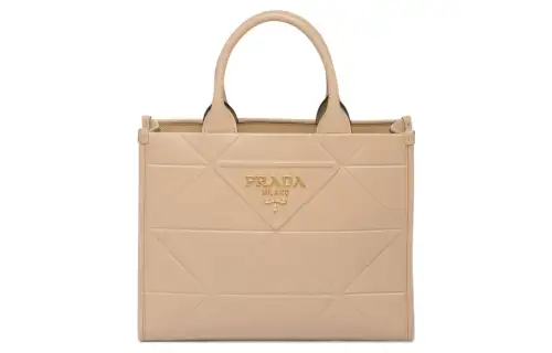 PRADA Leather Tote Bag, Shopping Bag, Shoulder Bag, Crossbody Bag, Handbag Medium Women's Sand