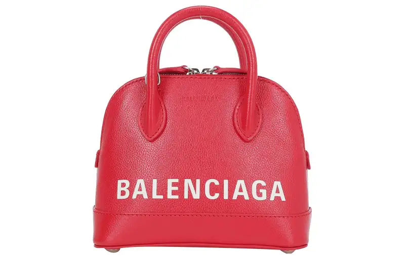 Balenciaga Ville Litchi Cow Leather Shoulder Bag, Crossbody Bag, Handbag Women's Red
