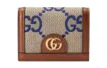 GUCCI Ophidia Canvas With Leather Wallet Women's Blue/Brown