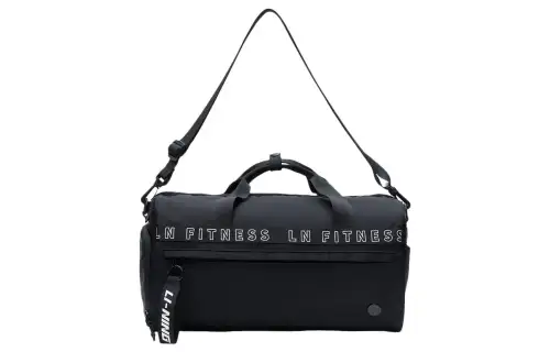 Li Ning Fitness Series Polyester Handbag, Shoulder Bag, Crossbody Bag, Gym Bag Large Unisex Black