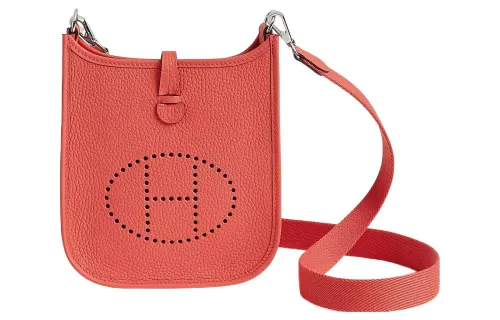 HERMES Evelyne Clemence Bullock Leather Crossbody Bag, Shoulder Bag 16 Women's Texas Pink & Capri Pink
