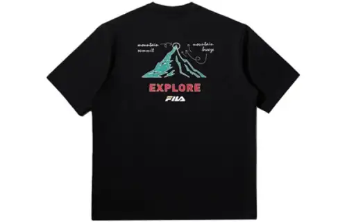 FILA T Shirts Unisex Black Crew Neck Moderate Straight Fit