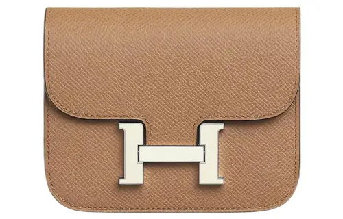 HERMES Constance Slim Enamel Buckle Epsom Calfskin Fanny Pack Women's Milk Tea