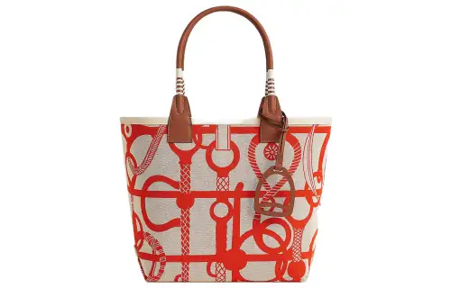 HERMES Steeple Canvas With Swift Calfskin Canvas Bag, Handbag Women's Multicolor