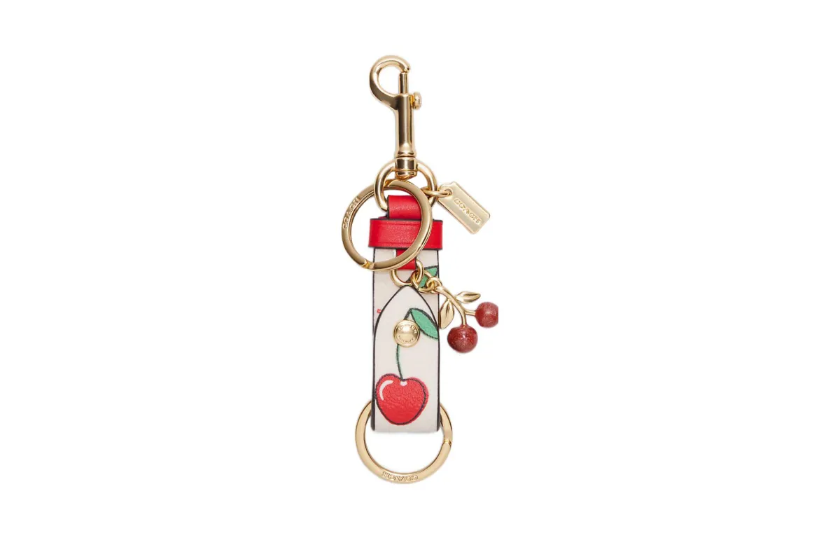 COACH Trigger Coated Canvas With Smooth Leather Bag Pendant Accessory Women's White