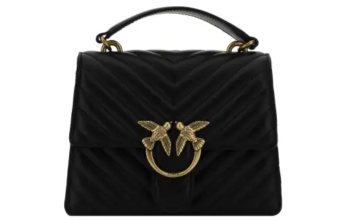PINKO Quilting Calfskin Shoulder Bag, Crossbody Bag, Handbag Women's Black