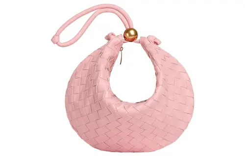 Bottega Veneta Turn Lambskin Portable One Shoulder Clutch Medium Women's Pink