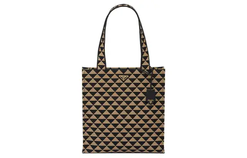 PRADA Leather Tote Bag, Shopping Bag, Shoulder Bag, Handbag Men's Black/Beige Yellow
