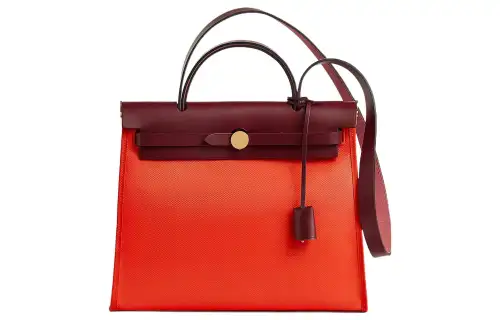 HERMES Herbag Zip H Plume Canvas And Hunter Cow Leather Shoulder Bag, Crossbody Bag, Handbag 31 Unisex