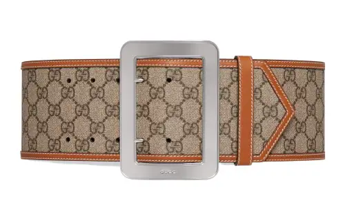 GUCCI 2023 China New Year Collection Canvas, Leather Belts Unisex Brown Width 9.5cm