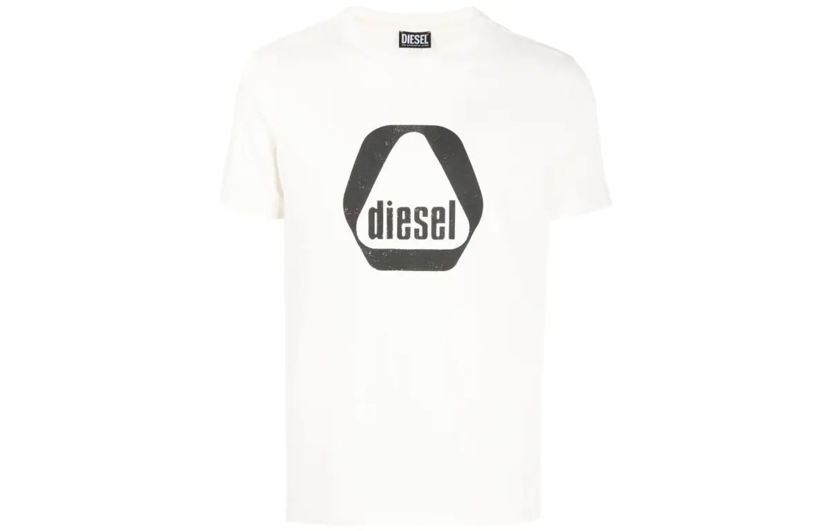 DIESEL T-Shirts Men's White Crew Neck Moderate Straight Fit