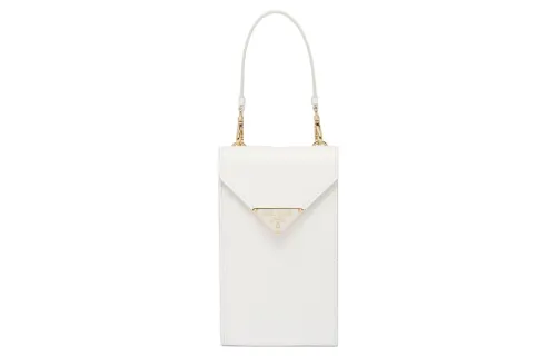 PRADA Triangle Leather Shoulder Bag Women's White