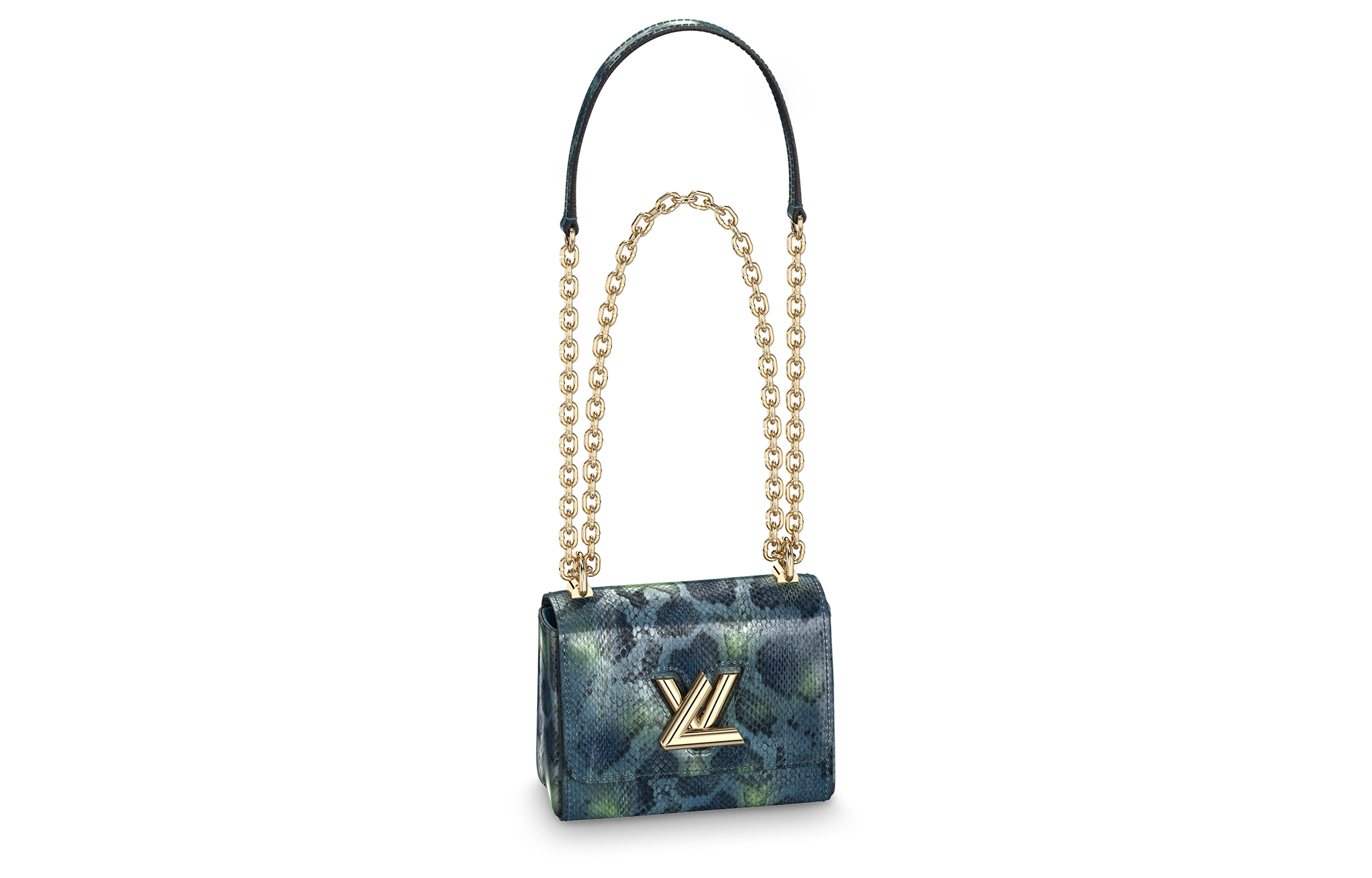 LOUIS VUITTON Twist Mini non-detachable sliding adjustable shoulder strap python leather hand-held crossbody bag mini women's blue