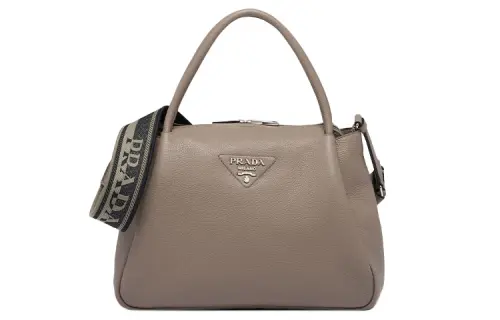 PRADA Leather Shoulder Bag, Crossbody Bag, Handbag Large Women's Clay Gray