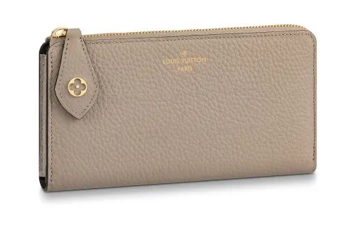 LOUIS VUITTON Comete Grain Cow Leather Wallet Women's Milk Tea