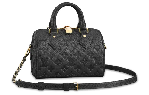 LOUIS VUITTON Speedy Python Skin Pillow Bag, Handbag, Crossbody Bag Women's Black