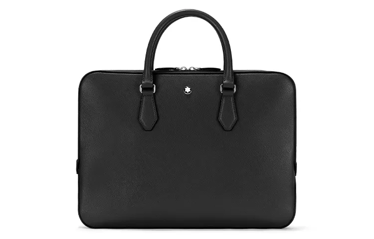MONTBLANC Leather Portable Briefcase Men's Black