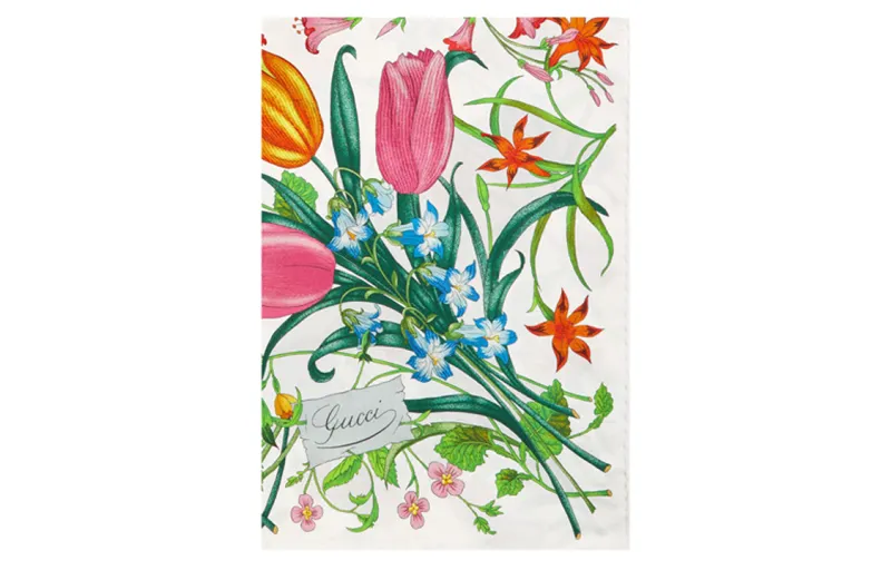 GUCCI Printed Flora Silk Twill Carré