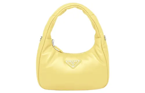 PRADA Soft Sheep Leather Shoulder Bag, Handbag Mini Women's Yellow