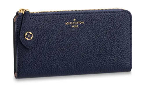 LOUIS VUITTON Grain Cow Leather Wallet Women's Deep Sea Blue