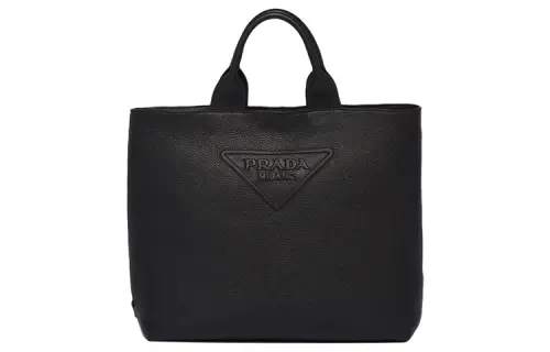 PRADA Leather Tote Bag, Shopping Bag, Shoulder Bag, Crossbody Bag, Handbag Regular Men's Black