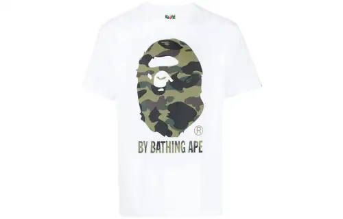A BATHING APE T Shirts Men's White Crew Neck Moderate Straight Fit
