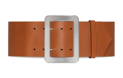 GUCCI 2023 China New Year Collection Leather Belts Unisex Brown Width 9.5cm