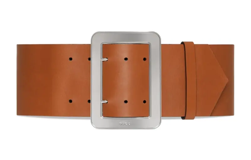 GUCCI 2023 China New Year Collection Leather Belts Unisex Brown Width 9.5cm