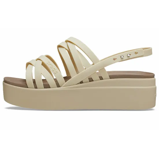 Crocs Brooklyn Strappy Low Wedge 'Bone' Women's